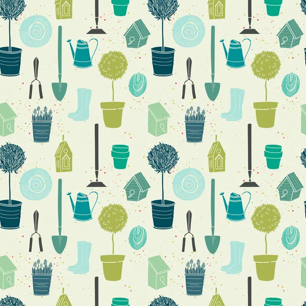 Garden green seamless pattern — Stock Vector