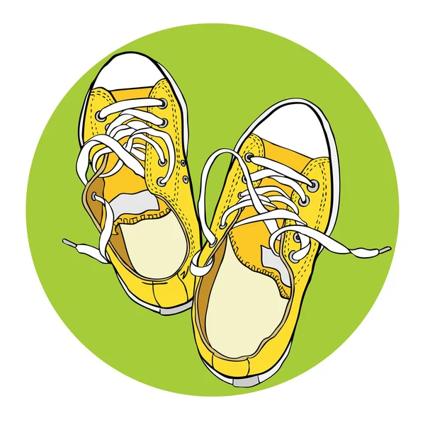 Pair of yellow sneakers — Stock Vector