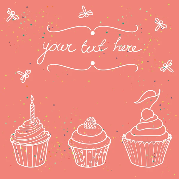 Tarjeta con cupcakes — Vector de stock