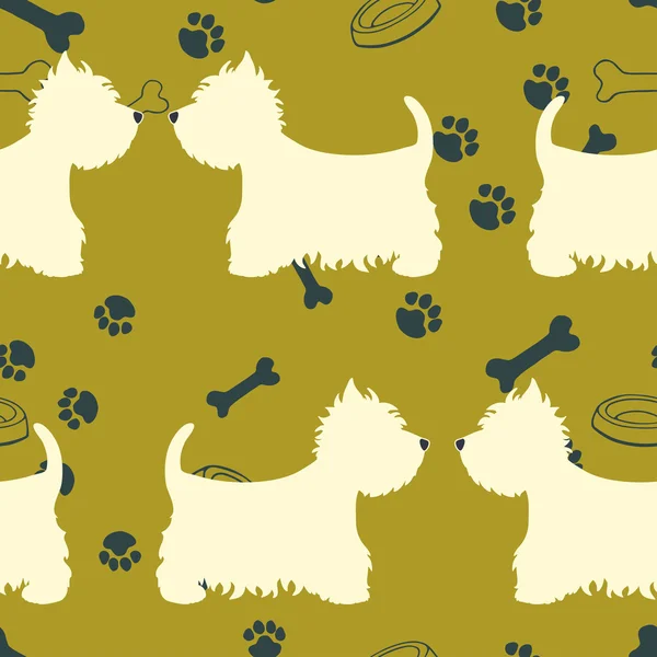 Seamless pattern with dogs silhouettes. — Stock Vector