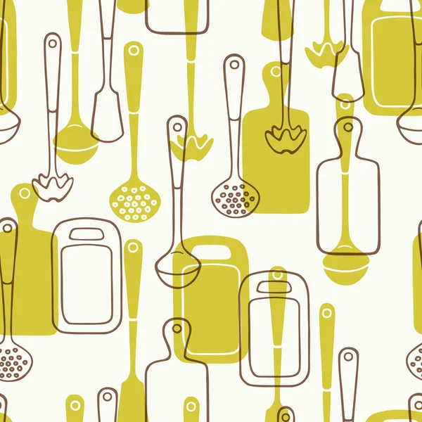 Seamless pattern with kitchen utensils — Stock Vector