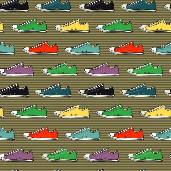 Patrón de zapatillas dibujado a mano — Vector de stock