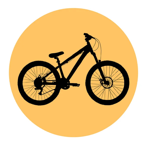 Bicicleta en marco círculo amarillo — Vector de stock