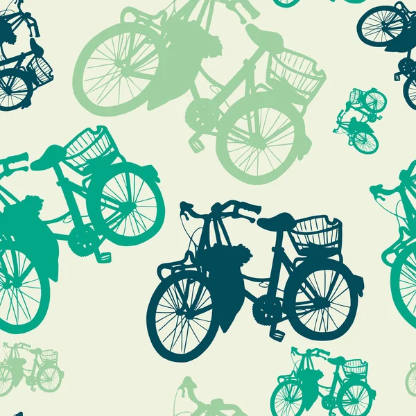 Pattern with vintage bicycle silhouettes — Stock Vector