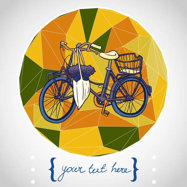 Vintage fiets met bloemen — Stockvector