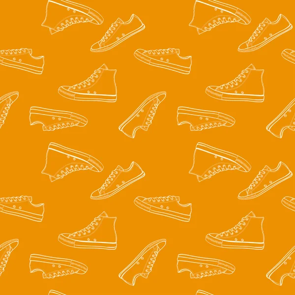 Sneakers naadloze oranje patroon — Stockvector