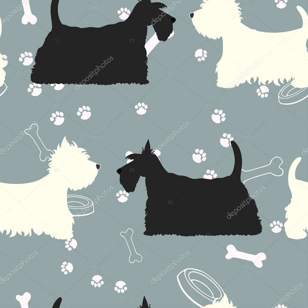 Pattern with dogs silhouettes.