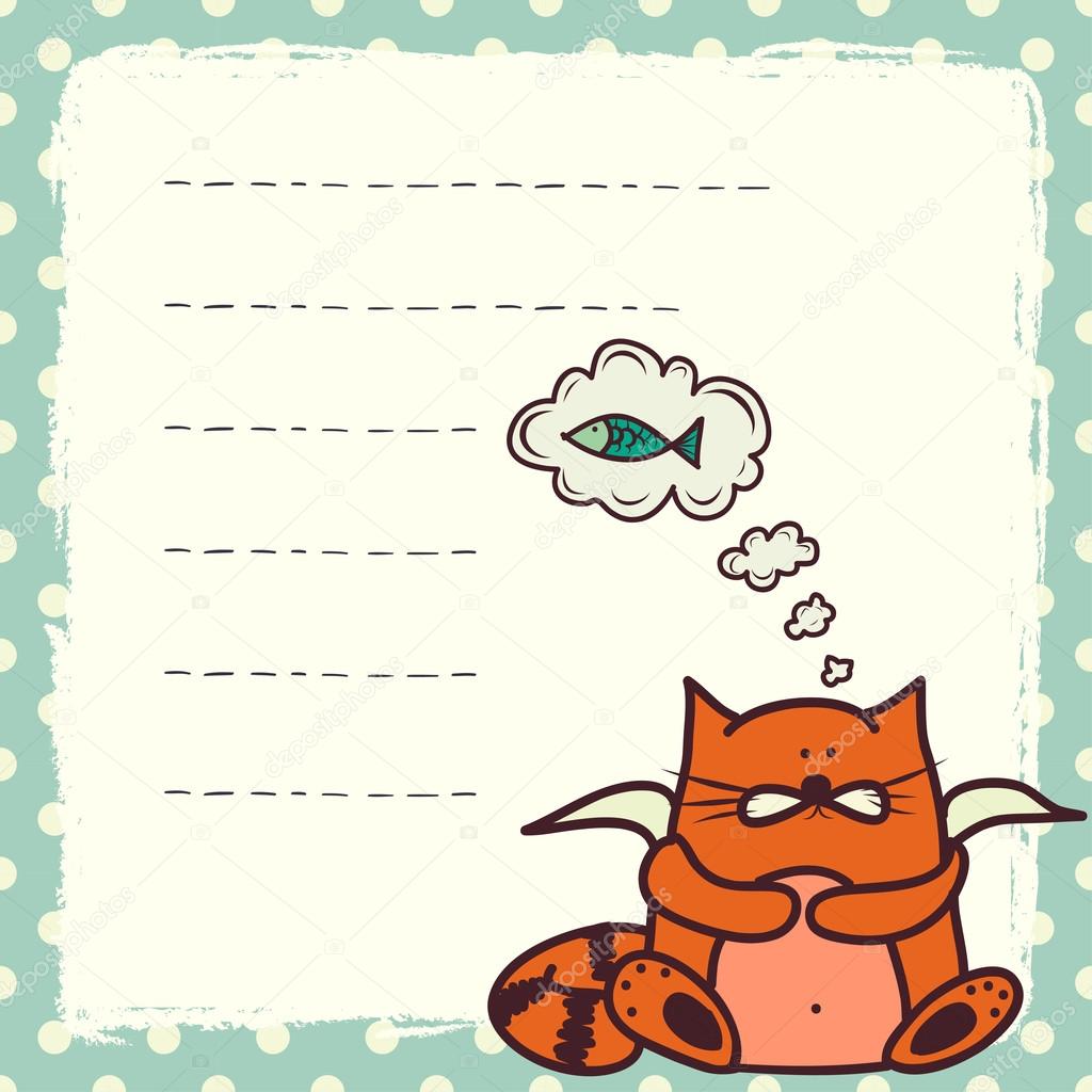 Card cartoon cat thinking about fish. Stock Vector Image by ©TashaNatasha  #59287983
