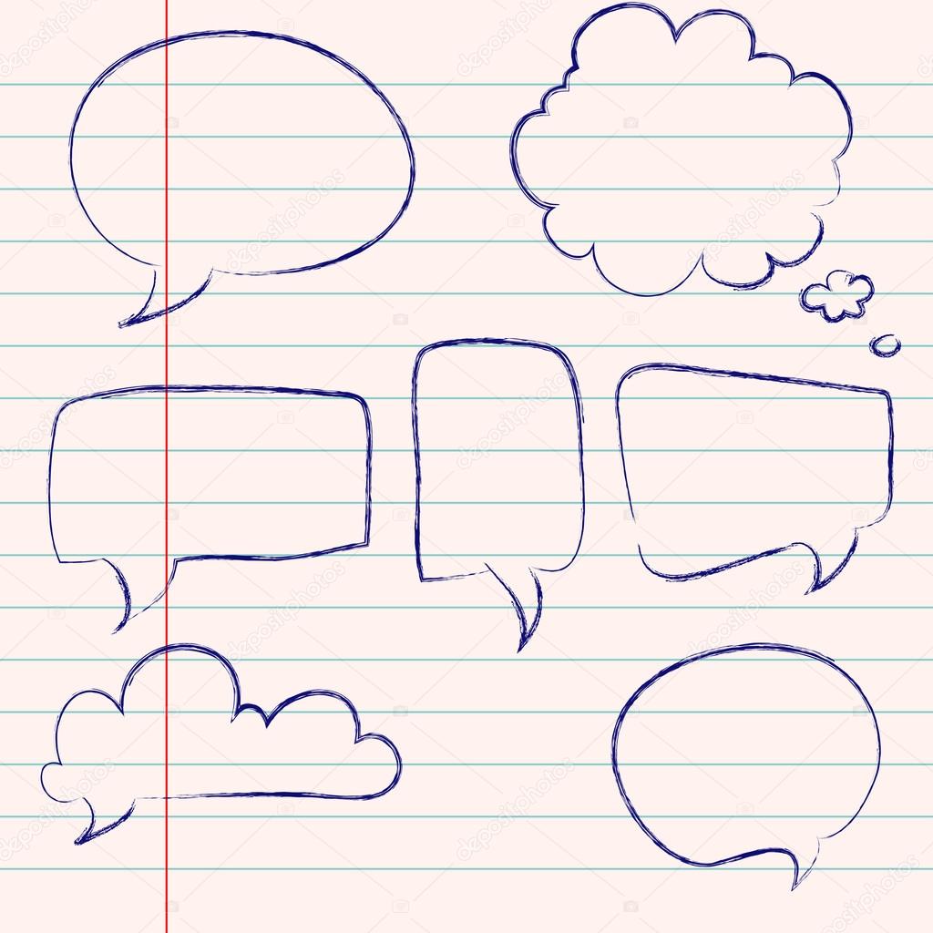 Hand-drawn speech and thought bubbles