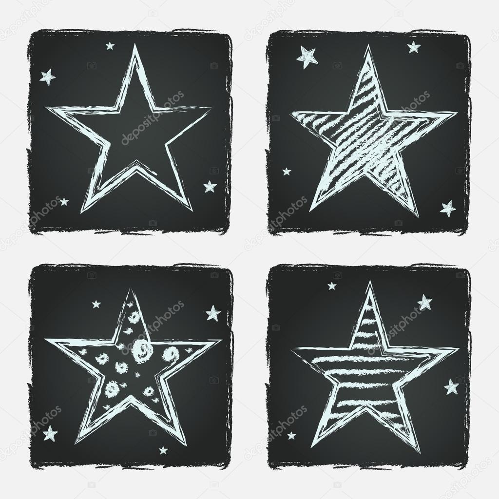 Hand drawn stars on chalkboard background — Stock Vector © TashaNatasha 59288617