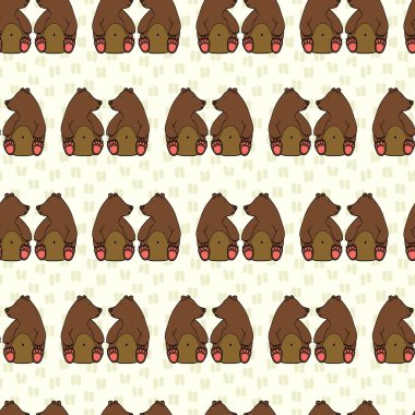 Seamless pattern with cute cartoon doodle bears