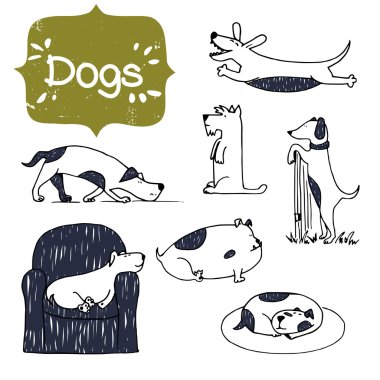 çizgi film el çekilmiş köpekler