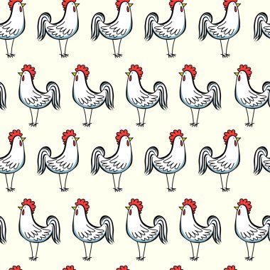 Çizgi film Horozları ile Seamless Modeli