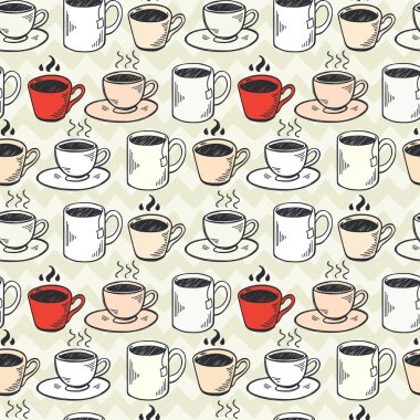 Çay ve Kahve kupaları ile Seamless Modeli