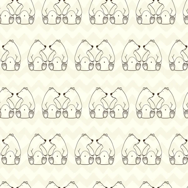 Seamless pattern with cartoon doodle bears — Stok Vektör