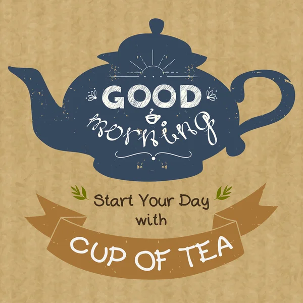 Чайник с надписью Доброе утро — стоковый вектор