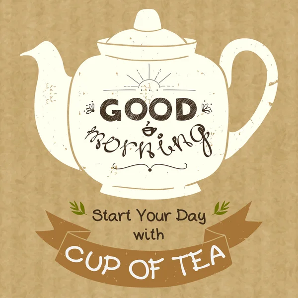 Theepot met belettering Good Morning — Stockvector