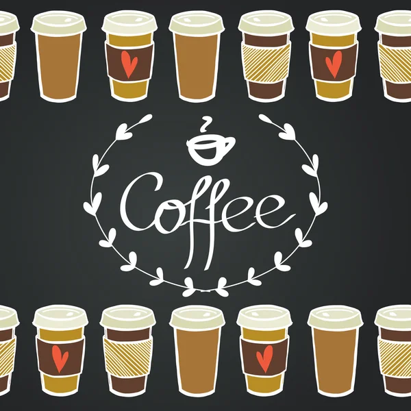 Бесшовные границы с чашками кофе — стоковый вектор