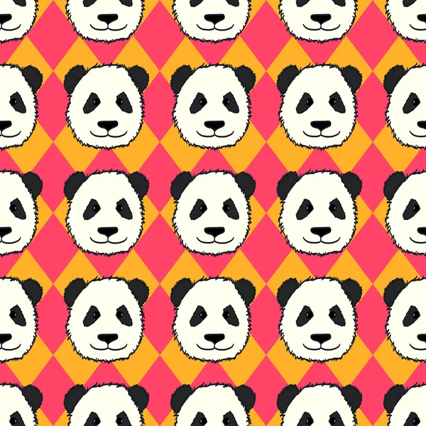 Padrão sem costura com cabeças de panda — Vetor de Stock