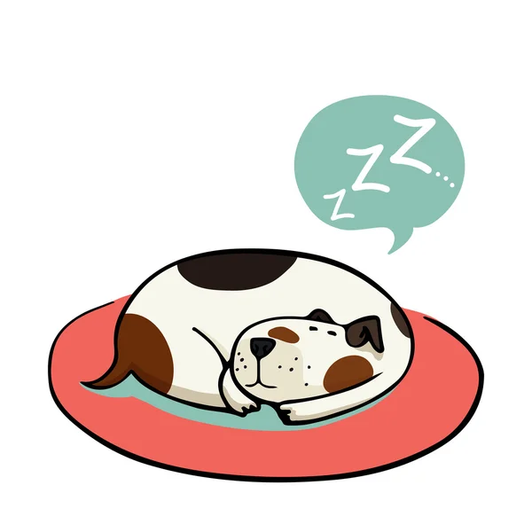 Perro de dibujos animados, durmiendo en la alfombra — Vector de stock