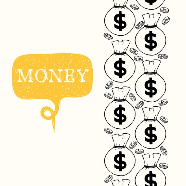 Pattern with  coins and money bags — Stockvector