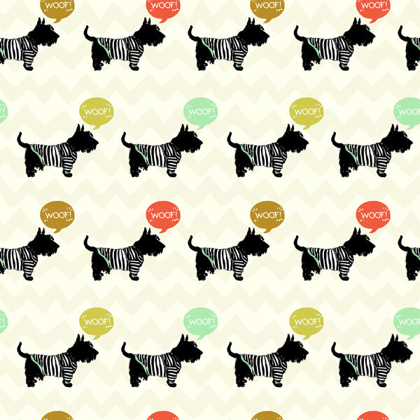 Seamless pattern with sketchy dogs