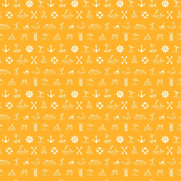 Seamless pattern with sea icons — Stock Vector