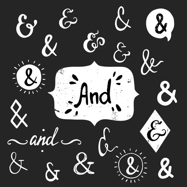 Set of hand drawn 'And' words — Stock Vector