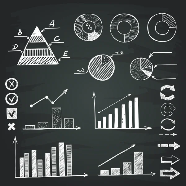 Elle çizilmiş yarım yamalak grafikleri kümesi