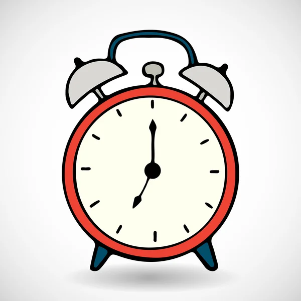 Reloj despertador de dibujos animados rojo — Vector de stock