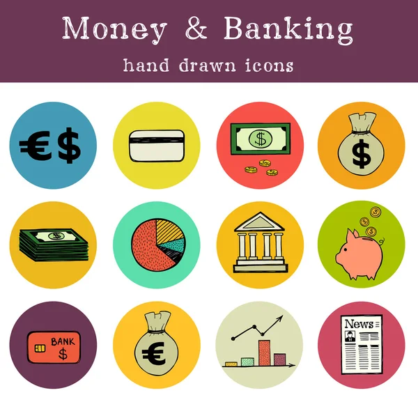 货币和银行图标 — 图库矢量图片