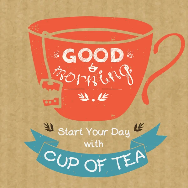 Cartoon morning cup of tea. — Stock Vector