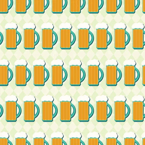 Bezešvé vzor s pivní sklenice — Stockový vektor
