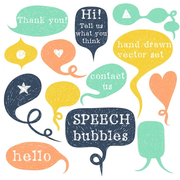 Set of hand drawn speech bubbles — Stock Vector