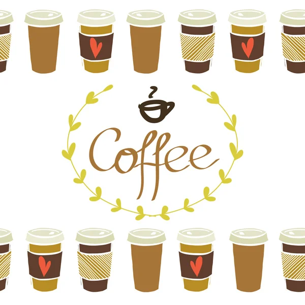 Seamless borders with cups of coffee — Stock Vector