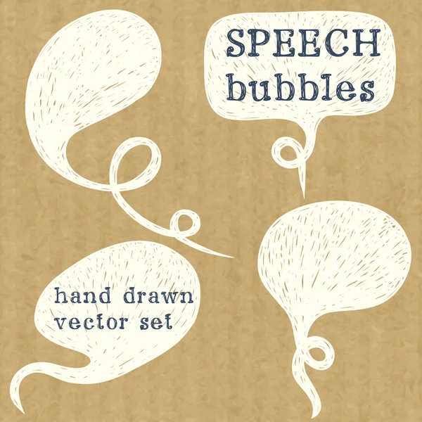 Set di bolle vocali disegnate a mano — Vettoriale Stock