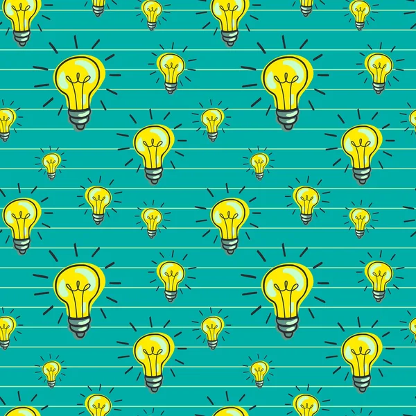 Seamless pattern with doodle light bulbs — Stockvector