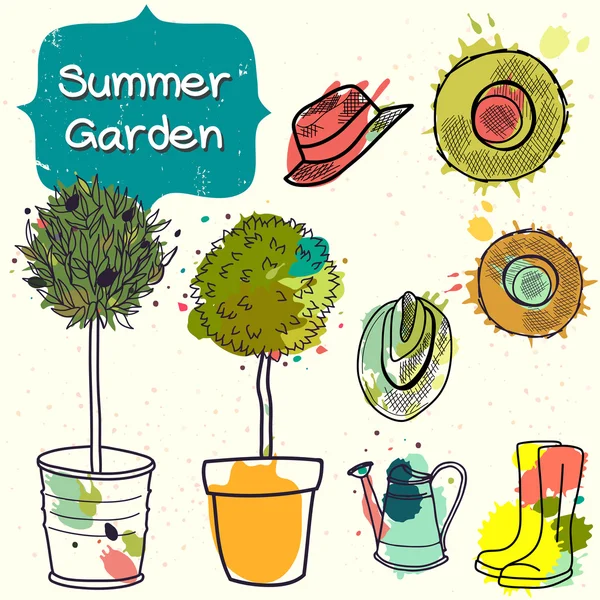 Summer garden elements. — Stock Vector