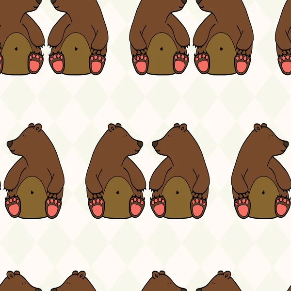 Seamless pattern with cartoon doodle bears — Stockvector