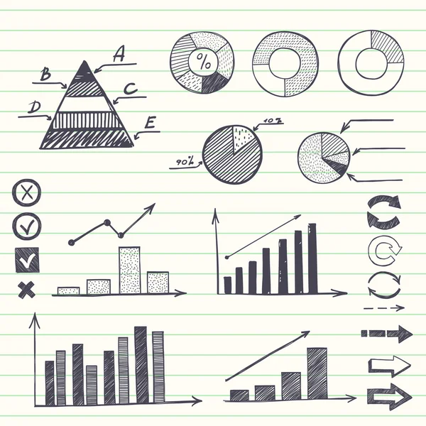 Elle çizilmiş yarım yamalak grafikleri kümesi