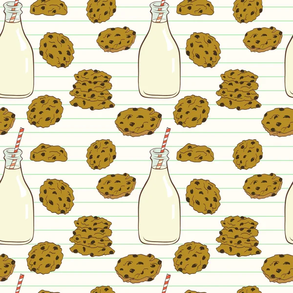 Seamless pattern with cookies and milk — Stock Vector