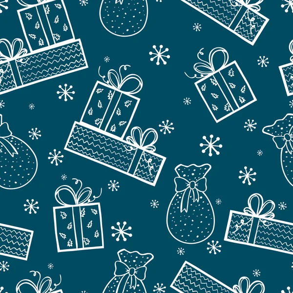 Hediyeler ve kar taneleri ile desen.