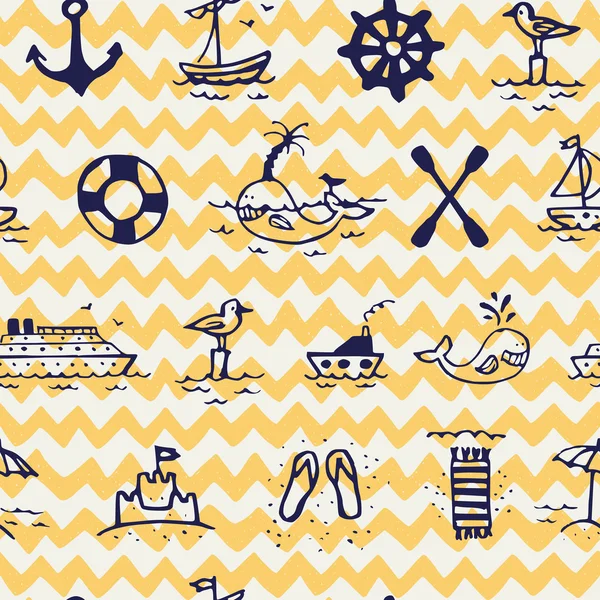 Seamless pattern with sea icons — Stock Vector