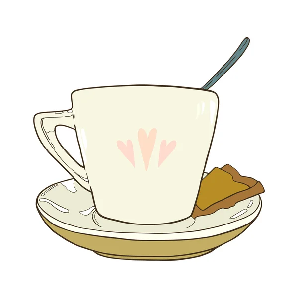 Taza de té de dibujos animados por la mañana — Vector de stock