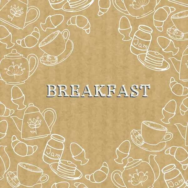 Frontera de desayuno dibujado a mano — Archivo Imágenes Vectoriales