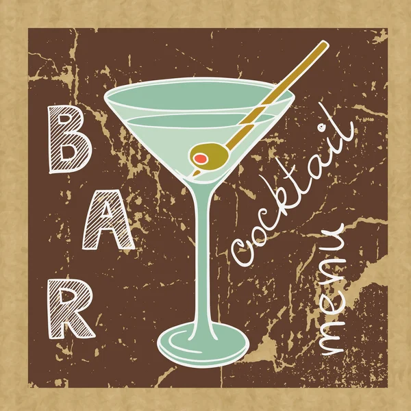 Doodle vaso de martini — Vector de stock