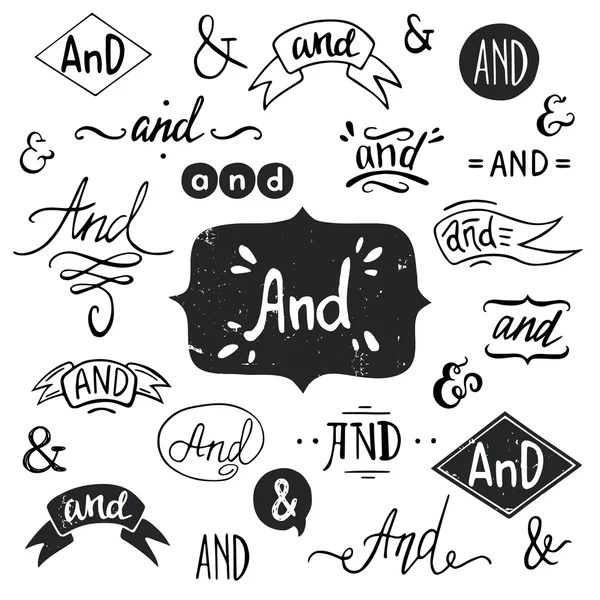 Set of hand drawn 'And' words Vector Graphics