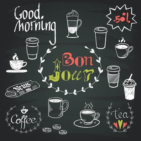 Morning newspaper and cups of coffee. Stock Vector