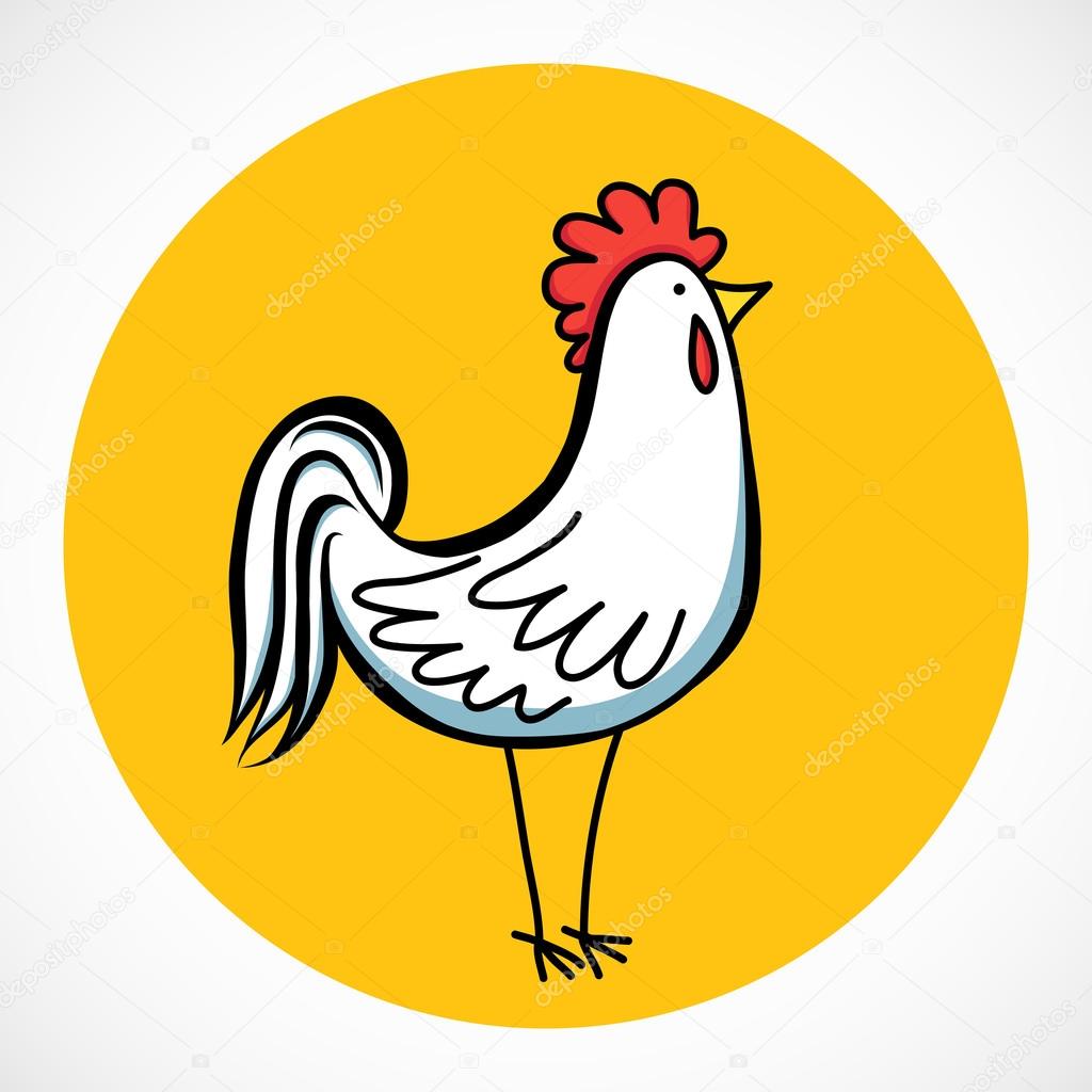 Hand drawn cartoon rooster