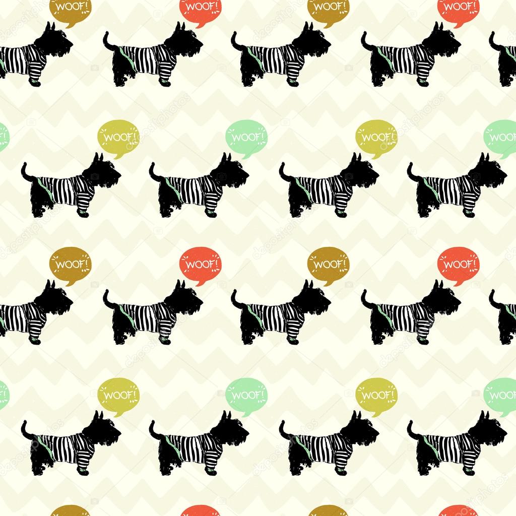 Seamless pattern with sketchy dogs